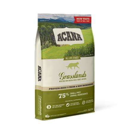 Acana Grasslands | Confezione Doppia | 2 x 340 g | Alimento secco per gatti di tutte le razze e di tutte le fasi di vita | Contiene molte proteine animali da pollo, tacchino e anatra