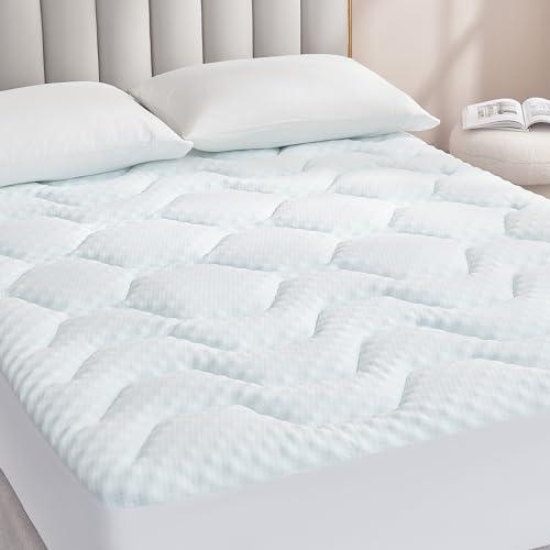EHEYCIGA Topper Matrimoniale 160x190, Memory Foam Topper Materasso Respirabile con Tasca Extra Profonda, Bianco