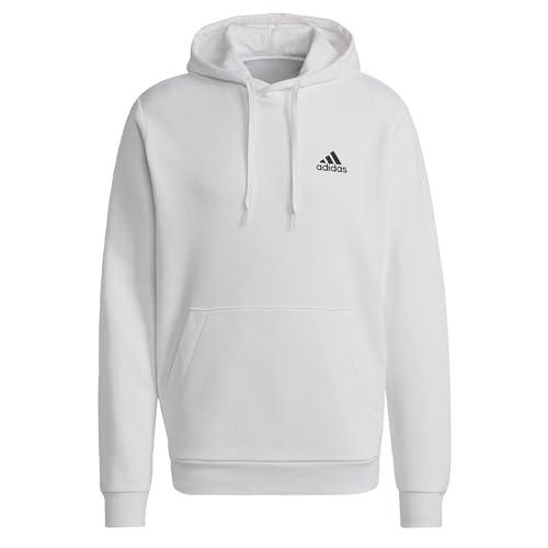 adidas Essentials Fleece Hoodie Felpa con cappuccio Uomo, Bianco/Nero
