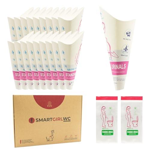 SMARTGIRL WC 20 Coni Pipi Donna da Viaggio Monouso - Orinatoio Portatile in Cartoncino Compostabile Bpa Free, 2 Set da 10 Pezzi