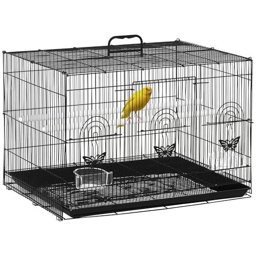 PawHut Gabbia per Uccelli con 2 Posatoi e 3 Ingressi