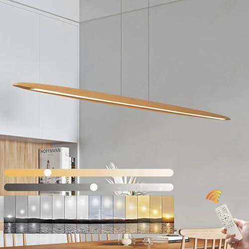 Lampada a Sospensione LED in Legno Dimmerabile con Telecomando - Design Moderno e Lineare