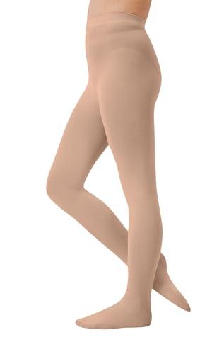 CozyWow Collant da bambina 60 denari semi-oscuranti balletto collant in microfibra con piede, Colore naturale, 10-12 anni