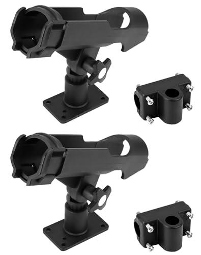 QWORK® 2 Pezzi Porta Canna da Pesca Regolabile a 360 Gradi per Montaggio Orizzontale/Su Pareti/Su Rotaie