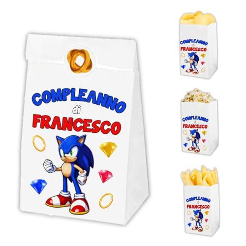 Auguriando 25 Sacchettini Compleanno Bambini Personalizzati - Tema Sonic