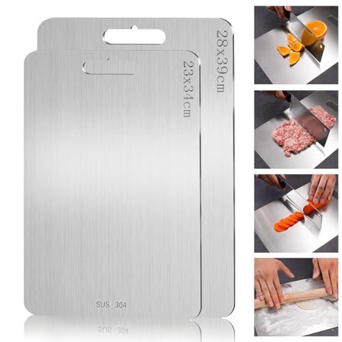 Set di 2 Taglieri in Acciaio Inox Multifunzione per Alimenti