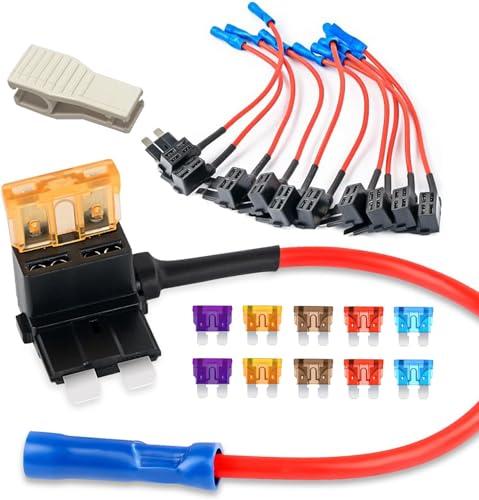 GUUZI 10 pz Adattatore Fusibile Add-a-Circuit 12-24V per Auto con Fusibili a Lama Standard