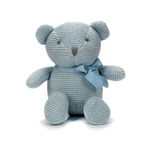FLUFFYFUN Orso Peluche Neonato Blu in Cotone Biologico