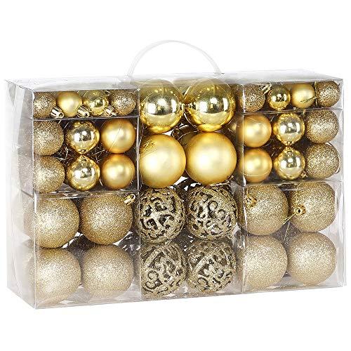 BAKAJI Confezione 100 Palline di Natale Champagne, Diametro 3/4/6 cm