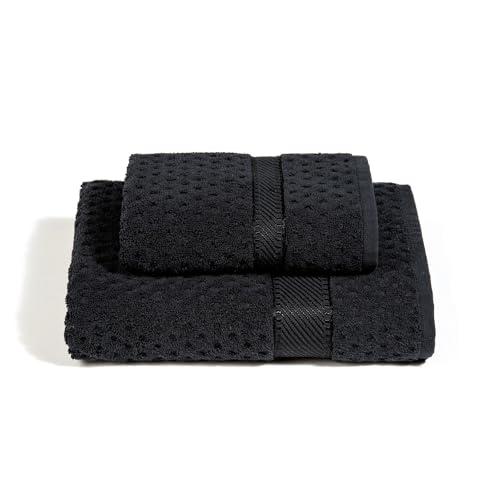 Caleffi - Set Asciugamani Bagno Viso e Bidet Morbida Spugna 100% Cotone Jacquard, 1 Asciugamano Viso 60x110 cm + 1 Asciugamano Bidet Ospite 40x60 cm Assorbenti Resistenti a Lavaggi Frequenti, Durevoli