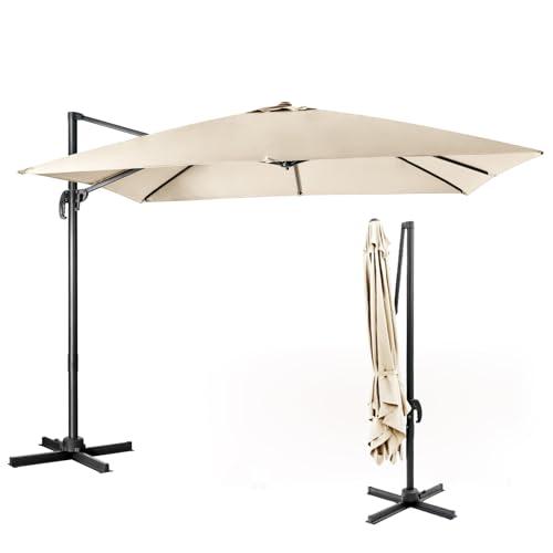 COSTWAY Ombrellone da Giardino 3x3 Beige