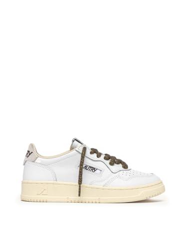 AUTRY Sneakers Medalist in Pelle Bianca con Laccio Lurex Marrone AULWSW05 Bianco 38