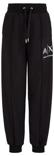 Armani Exchange Route 66 Pantaloni Felpati con Logo Lucido - Nero - XS Donna
