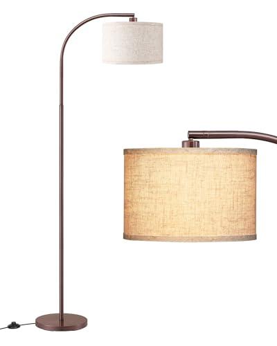 EDISHINE Lampada da Terra ad Arco con Paralume in Lino Beige