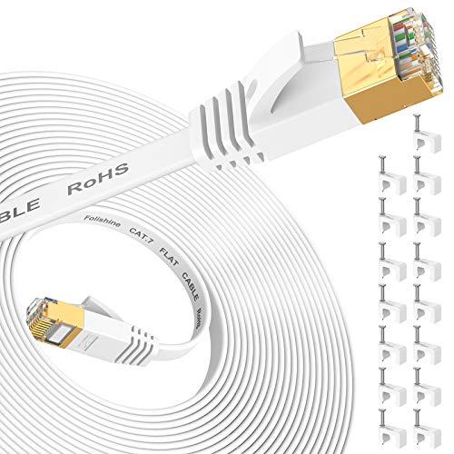 Folishine Cavo Ethernet Cat7 10m, Bianco