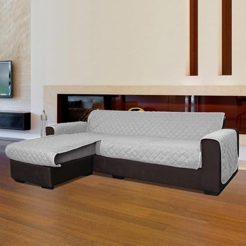 INTRECCI Copridivano 2 Posti con Penisola Grigio Chiaro