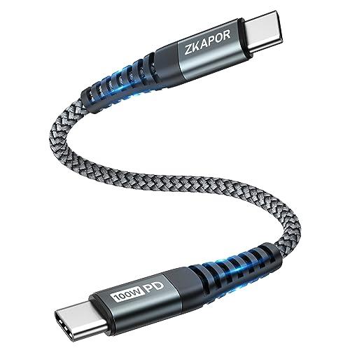 ZKAPOR Cavo USB-C Corto 30cm 100W PD Ricarica Rapida - Grigio