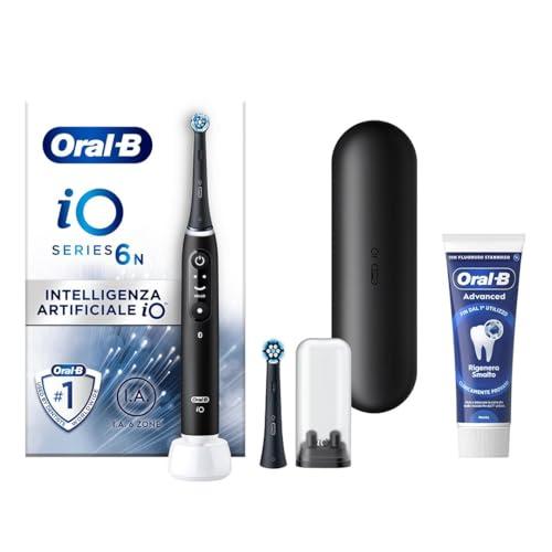 Oral-B iO 6N Spazzolino Elettrico Ricaricabile Nero + Dentifricio Advanced Rigenera Smalto