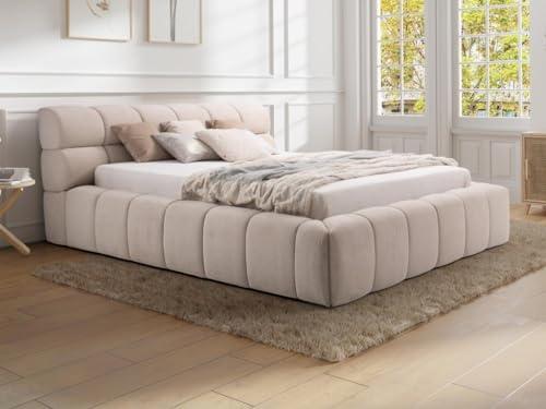 Letto Contenitore Pascal Morabito FORVIK Tessuto Beige 200x200 cm