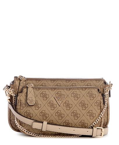 GUESS Noelle II Double Pouch Crossbody, Borsa a Tracolla Donna, Logo Latte