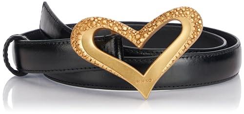 Cintura Pinko Love Heart H2 Pelle Vintage Nera e Oro