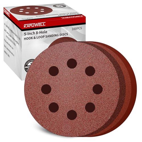 KAFUWELL 100 Pezzi Dischi Abrasivi 125mm, Carta Vetrata Abrasiva per Levigatrice Orbitale
