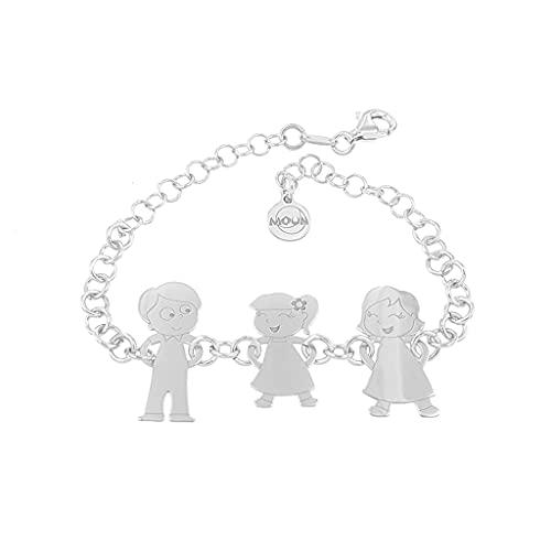 Bracciale personalizzato con 3 componenti della tua Famiglia con incisione gratuita di nomi o iniziali, in argento 925.