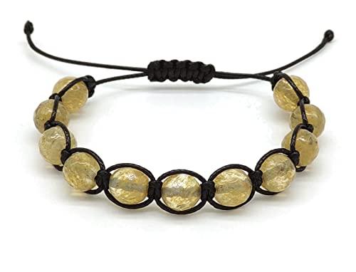 Bracciale Shamballa Quarzo Citrino Unisex - Portafortuna e Prosperità