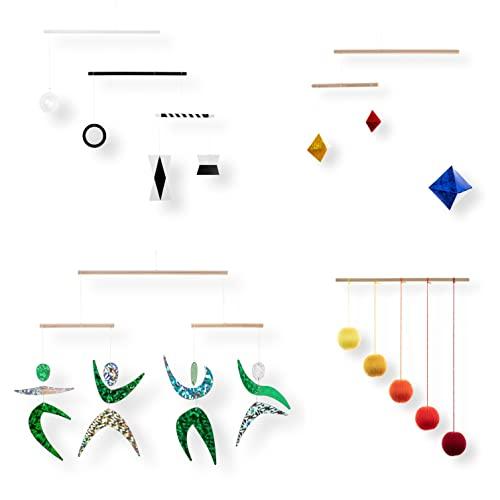 Set di 4 Mobiletti Montessori Ispirati - Bianco e Nero, Gobbi Arancione, Ballerini, Ottaedro