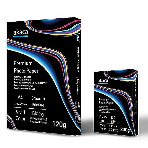 Akaca Carta Fotografica Lucida Premium Glossy Photo Paper, A4, 120g