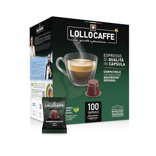 Lollo Caffè Passione Espresso, Miscela Nera - 100 Capsule Compatibili Nespresso*