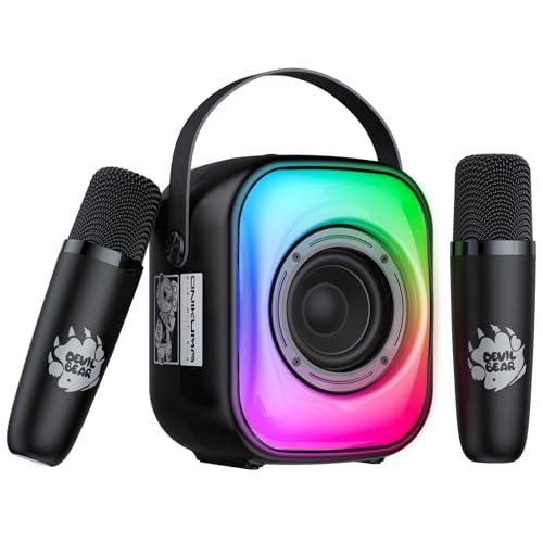 PHNIXGAM Mini Macchina Karaoke con 2 Microfoni Wireless