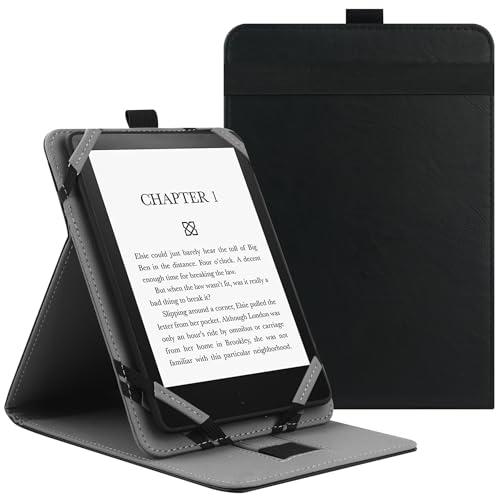VOVIPO Custodia Universale per eReader 6-7 Pollici con Supporto e Cinturino - Nero