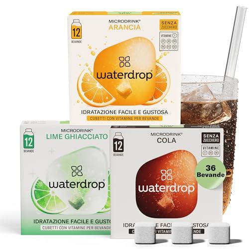 waterdrop® Set Microdrink, ARANCIA, COLA e LIME, 36 cubetti effervescenti