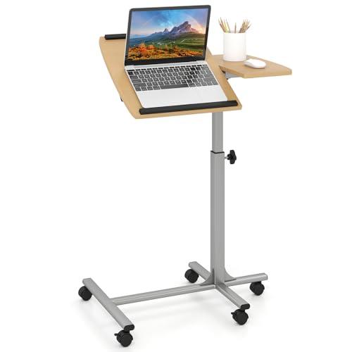 COSTWAY Tavolino Regolabile in Altezza con Ruote