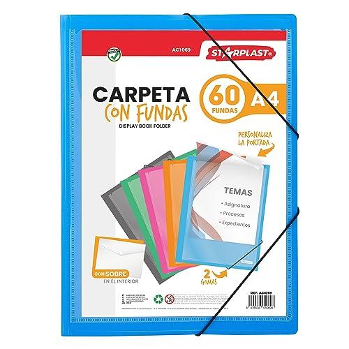 Starplast Cartella con Buste - 60 Buste Blu A4