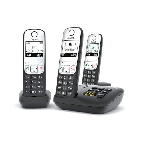 Gigaset A690A Trio - Telefono Cordless con Segreteria Telefonica, Nero