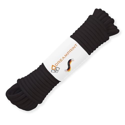 Dreamprint Espansore Corda 20m Nero - Corda elastica versatile da 10mm Ø per interni ed esterni - Flessibile per fissaggio carico, coperture, campeggio e attività all'aperto