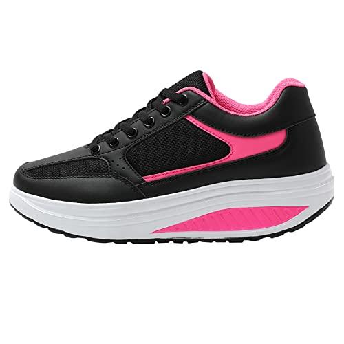 JOMIX Scarpe Basculanti Donna Scarpe Dimagranti Fitness Camminata Passeggio Ginnastica Chiusura a Lacci SD1618 (03 Fuxia, 37)