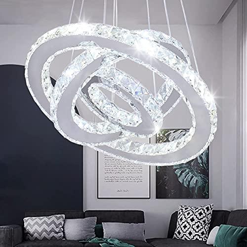 Dixun - Lampadario LED Moderno a 3 Anelli in Acciaio Inox