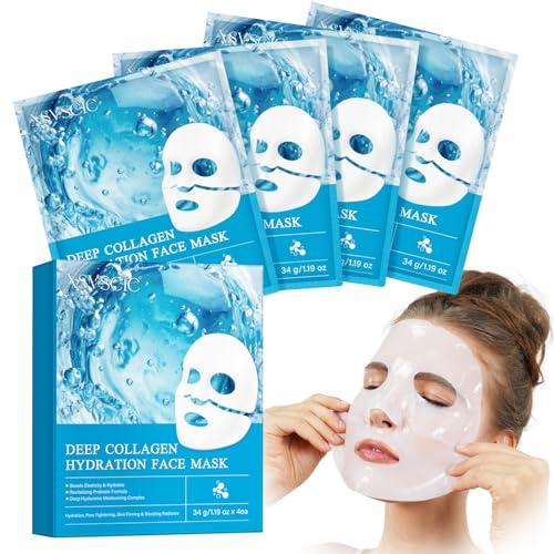 Maschera Viso Coreana,Maschera viso al bio-collagene, maschere viso di bellezza, idratanti, minimizzazione dei pori, Real Deep Mask(34g x 4ea)