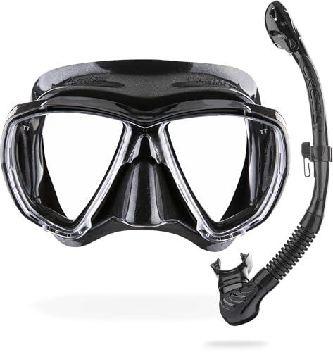 Magic: The Gathering CRESSI Big Eyes+Alpha Ultra Dry Combo Black/Black - Combo Set Maschera+Snorkel Ultra Dry per Immersioni e Snorkeling, Nero/Nero, Taglia Unica, Adulti