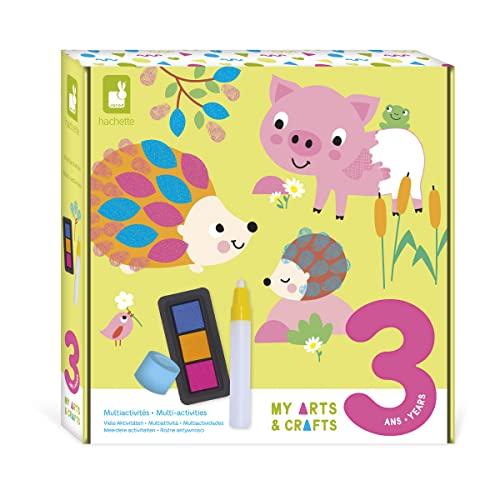 Janod - My Arts & Crafts - 3 Anni - Cofanetto Creativo Multiattività - 8 Illustrazioni - Kit Attività Creative Bambini - Abilità Fino-Motorie e Concentrazione - J07746