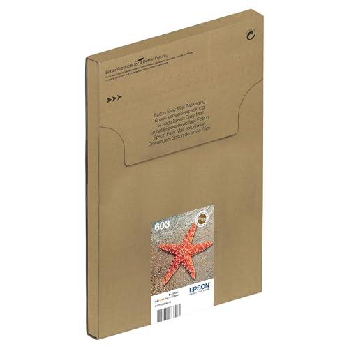 Epson Serie 603 Stella Marina - Cartucce originali per Stampante getto d'Inchiostro, Multipack 4 colori (Nero, Ciano, Magenta, Giallo) Standard, Stampa fino 130 pagine colori/150 Black, Pack EasyMail