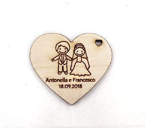 Cuore in Legno Personalizzato - Bomboniera Matrimonio Artigianale