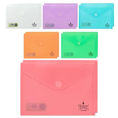 Confezione da 12 buste in plastica Starplast - Cartellina in plastica, colori pastello assortiti - 25 x 18 cm