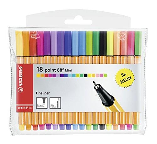 Stabilo Point 88 Mini - Fineliner - Astuccio da 18 colori (13 + 5 Neon)