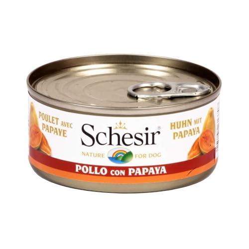 Schesir, Cibo Umido per Cani Adulti con Pollo e Papaya, 18 Lattine da 150g
