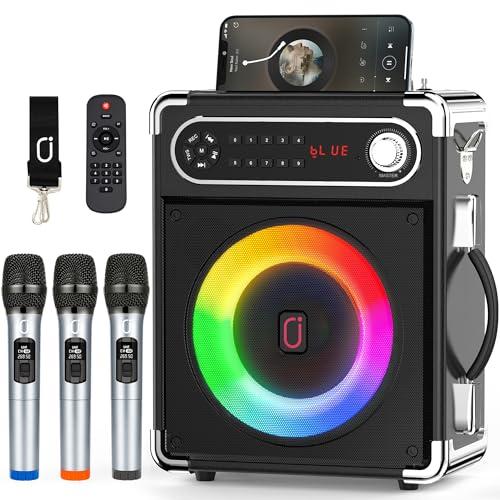 JYX Karaoke: Sistema PA Portatile con 3 Microfoni Wireless UHF