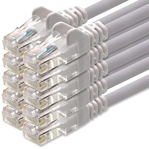 1aTTack.de 1m Cavo di Rete Bianco - 10x - Cat.6 Ethernet Gigabit LAN RJ45 10 100 1000 Mbit s - Cavo Patch UTP Compatibile con Cat.5 Cat.5e Cat.7 Cat.8 - Bianco - 10x - 1m